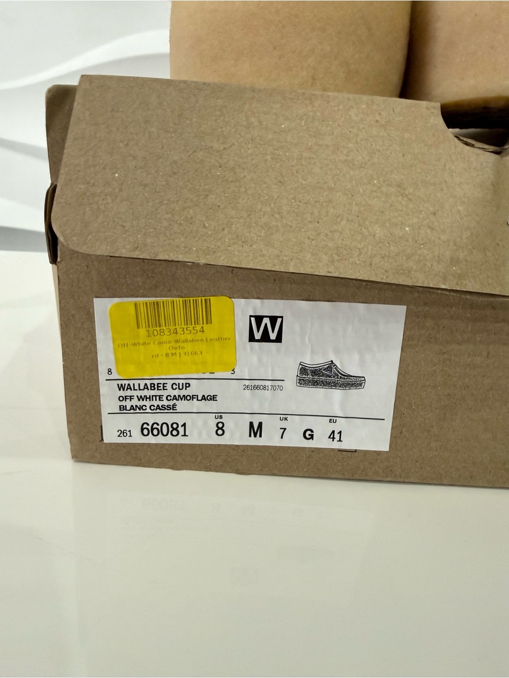 US Man 8 Clarks Blanc Originals Men's Wallabee Cup Off White Camo 26166081 Rare - Picture 8 of 8